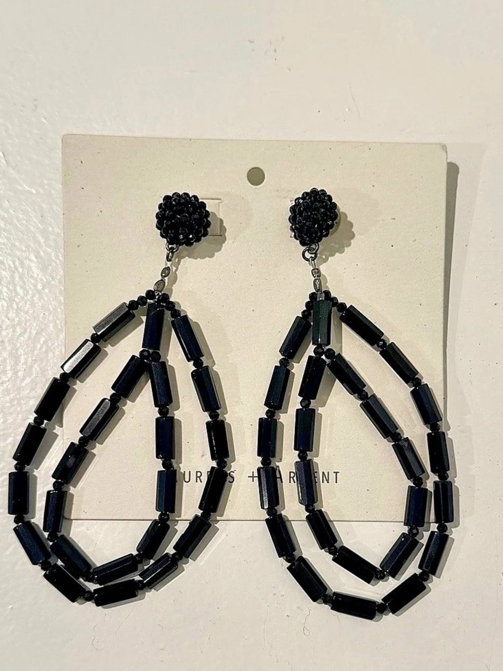 Aureus + Argent Black Beaded Drop Earrings NWT